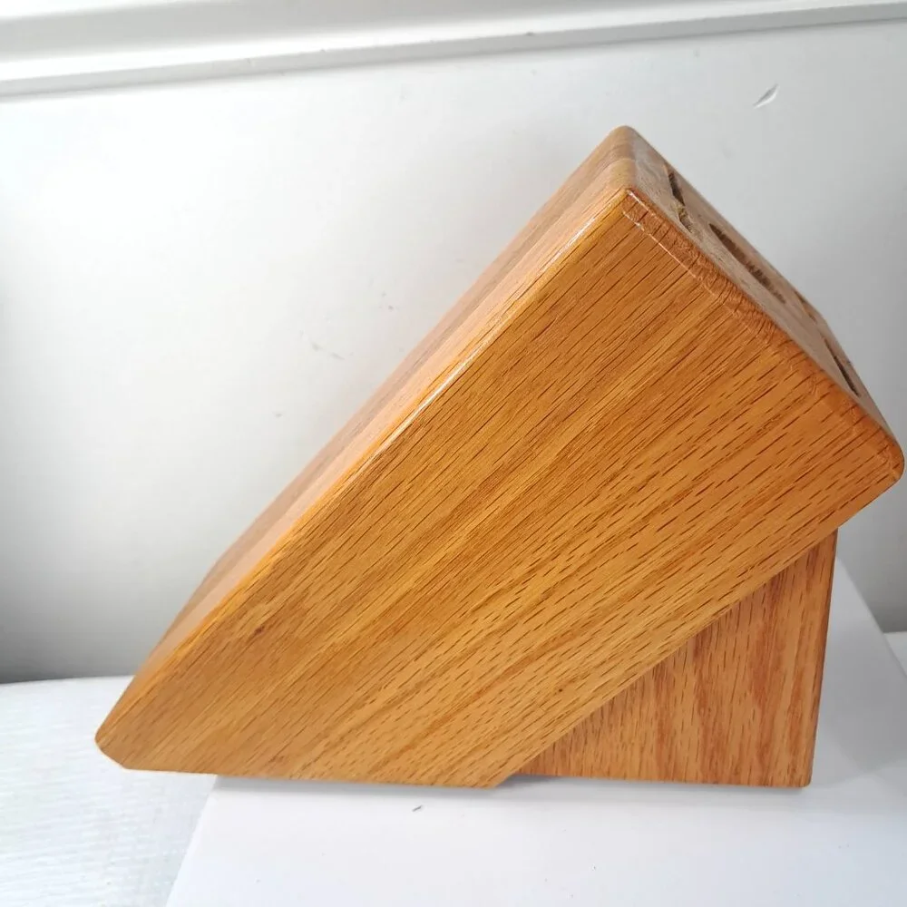Vintage Cutco 5 Slot Knife Block Holder Wooden Wood Honey Oak‎ knives